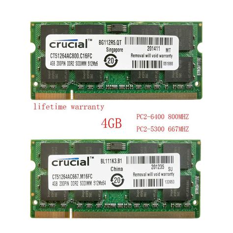 memoria ddr2 4gb|Crucial DDR2 2GB 4GB 8GB Notebook RAM .